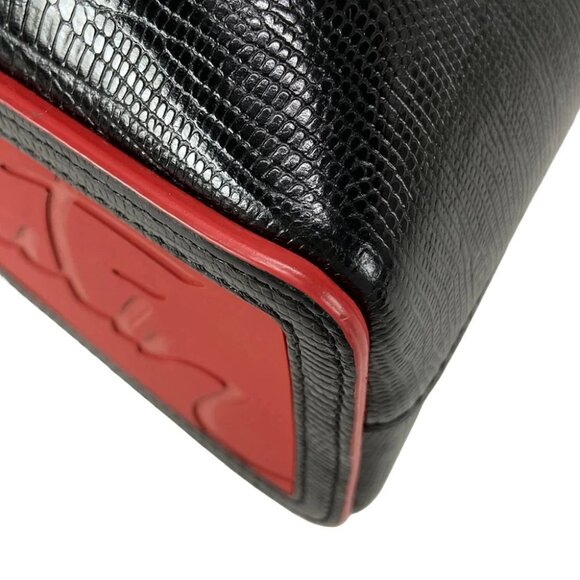 Auth CHRISTIAN LOUBOUTIN Hippolock Mini Black Red Leather Rubber - Picture 9 of 14